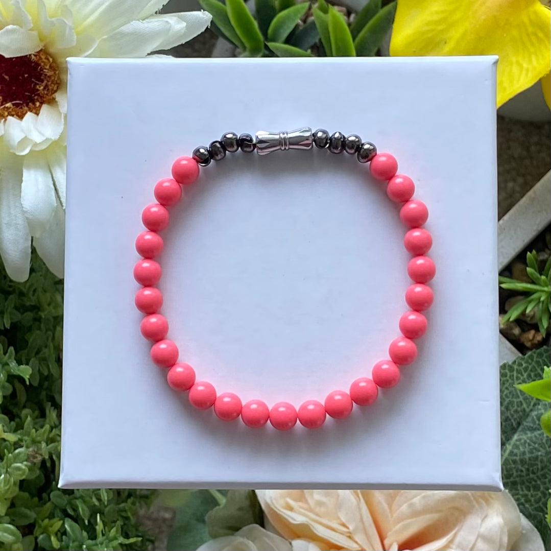 BRACELETS | bead + barrel, pink