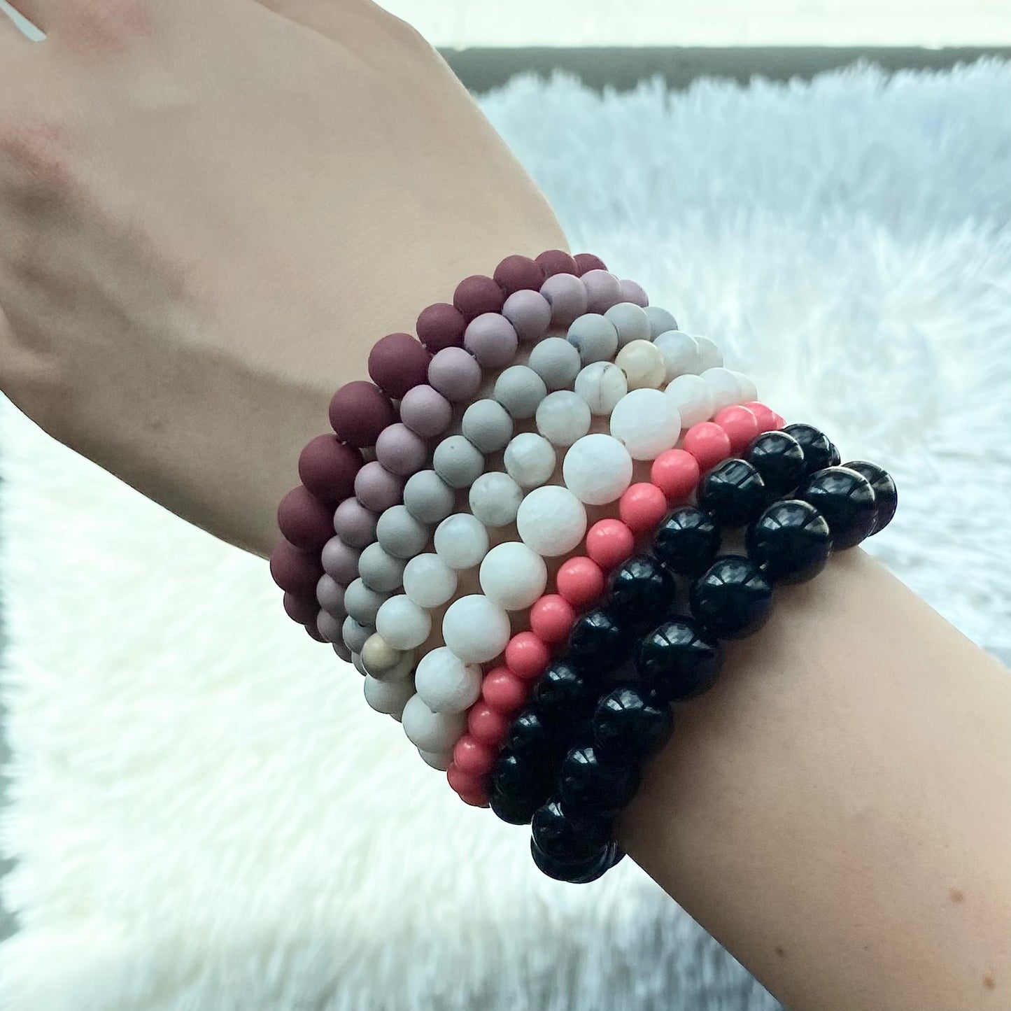 BRACELETS | bead + barrel, white agate