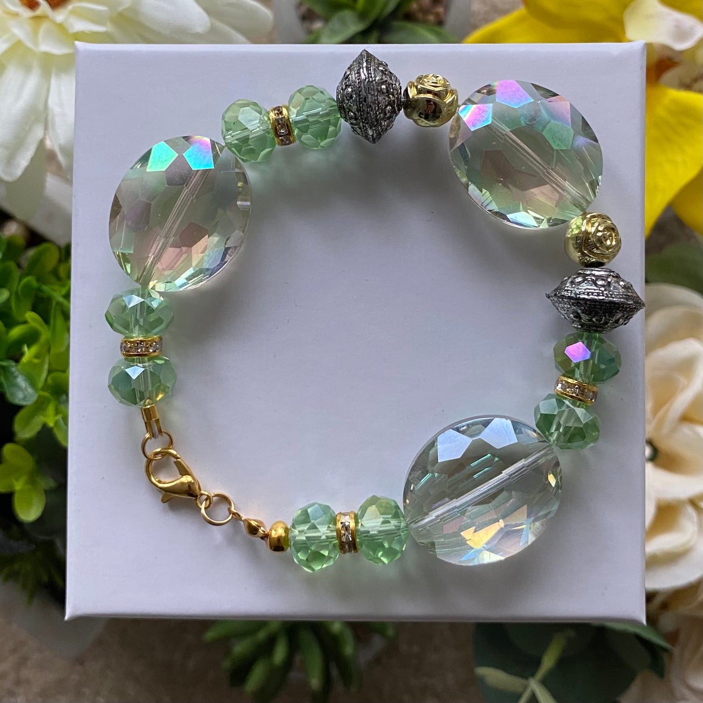 BRACELETS | green + crystal