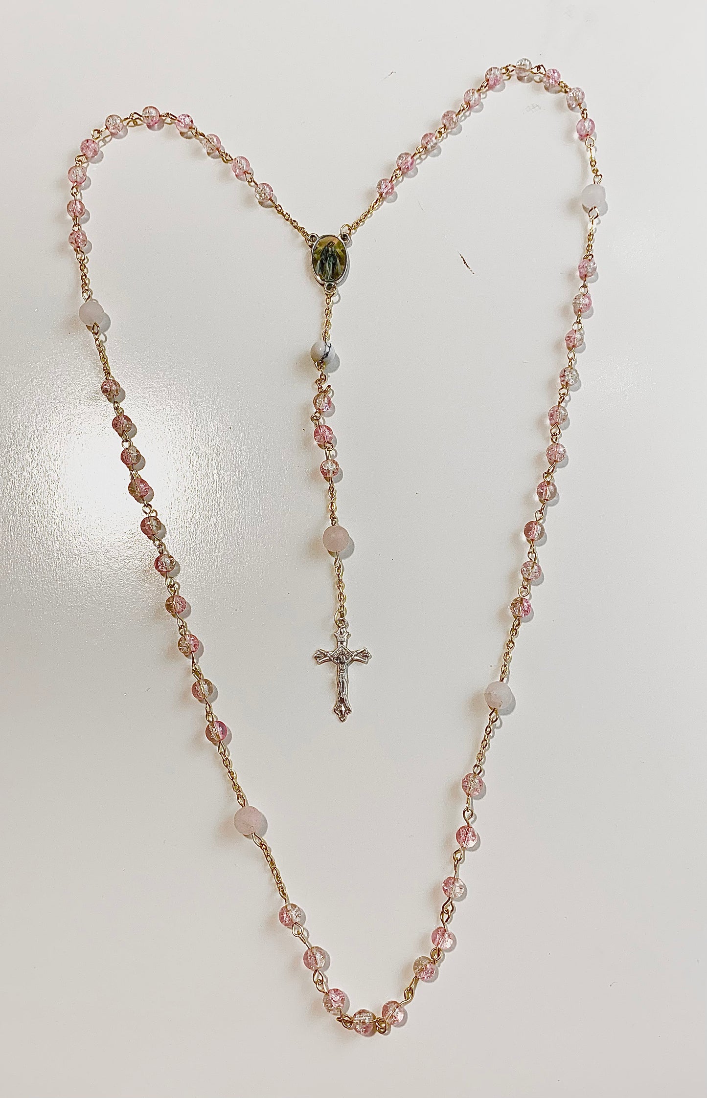 ROSARY | gold + pink